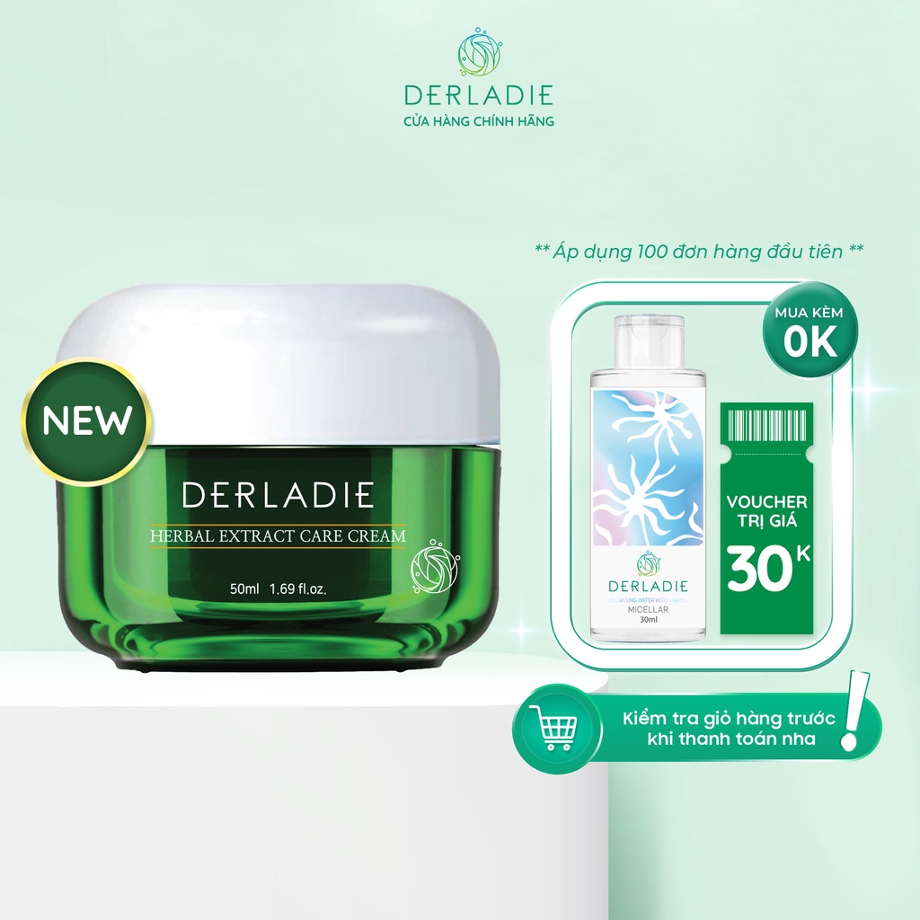 [Mã FMCGMALL giảm 8% đơn từ 250K] Kem dưỡng tràm trà Derladie Herbal Extract Care Cream giảm mụn kiềm dầu 50ml