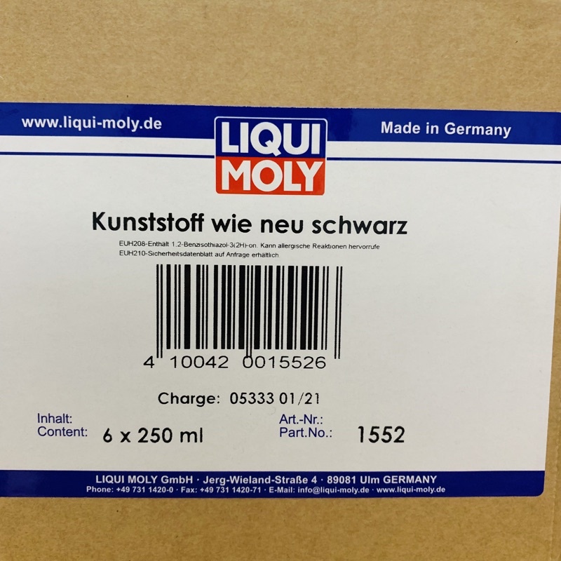 Phục Hồi Nhựa Nhám - Nhựa Ngoài Liqui Moly Kunststoff Wie Neu 1552 - 250ML Made in Germany