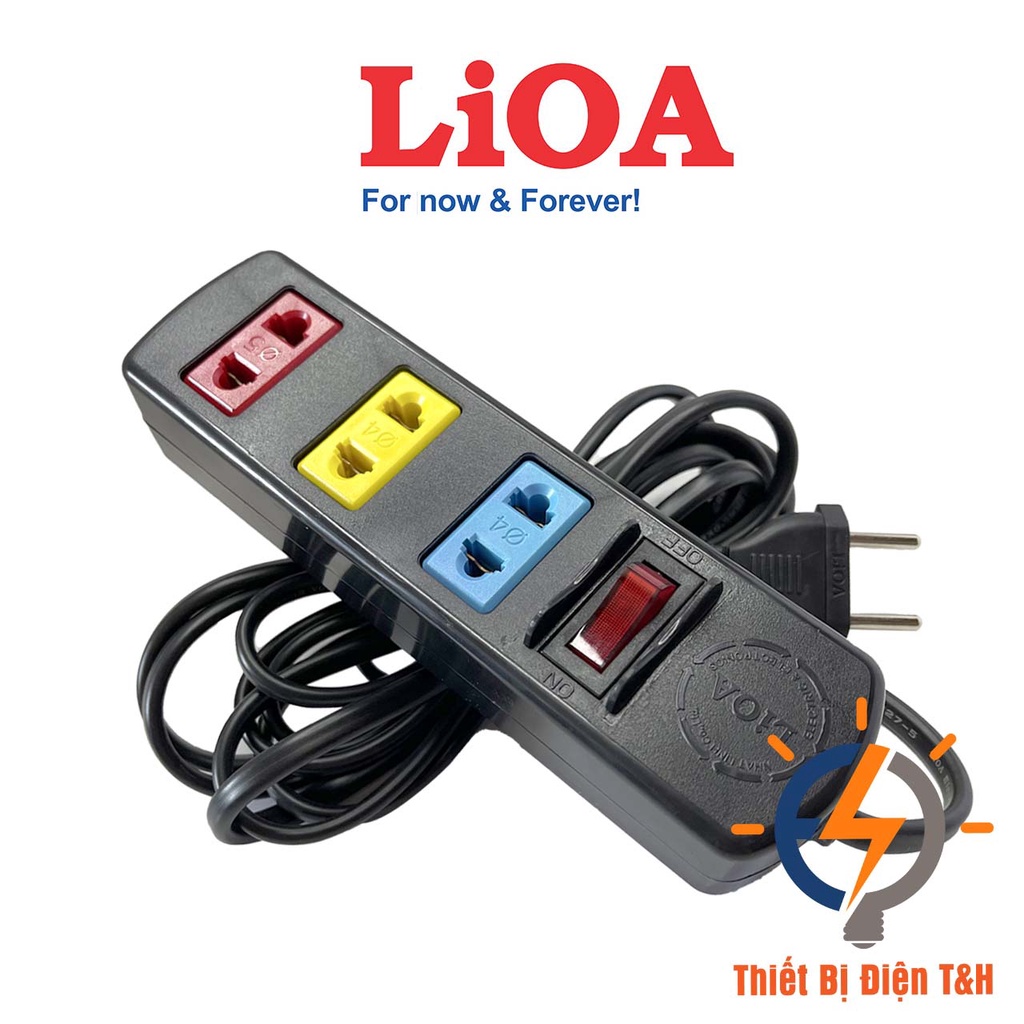 Ổ cắm điện LIOA 3 ổ cắm, 1 công tắc, chịu tải 1000W, dây dài 3M, 5M, 3TS32 - 3TS52 - Thiết Bị Điện T&amp;H