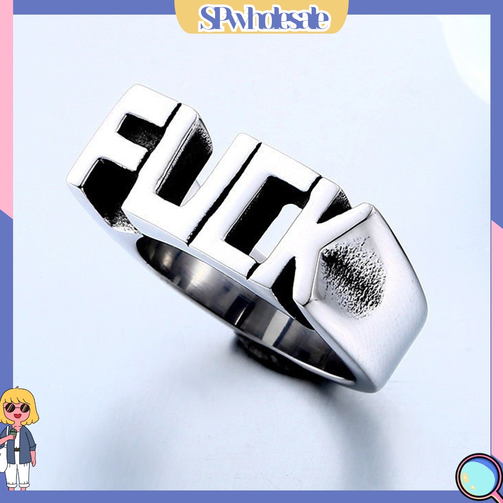 {SPwholesale} Nhẫn thép không gỉ hình chữ cái thời trang hiphop