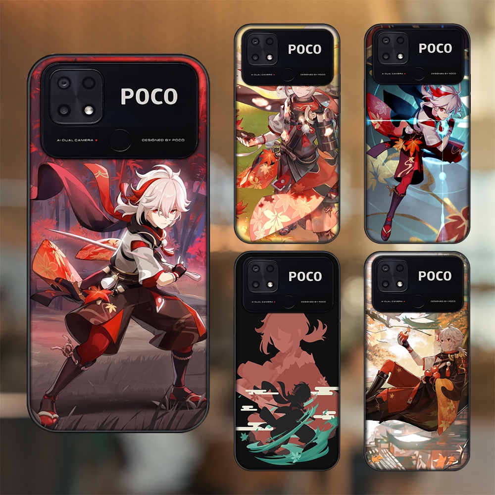 Ốp lưng Xiaomi Poco C40 viền đen in hình Kazuha Genshin Impact