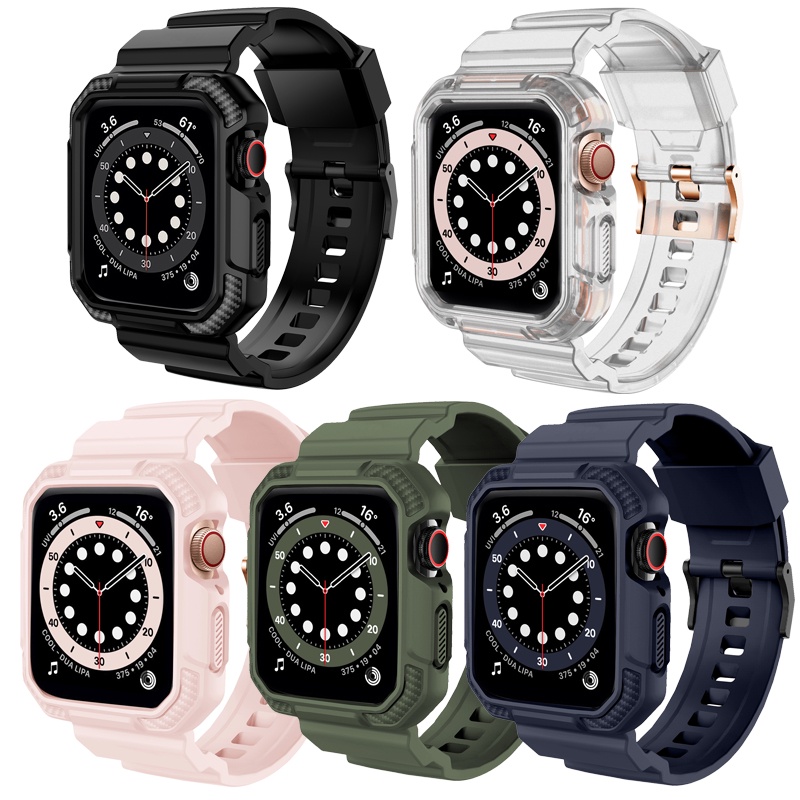 Bộ Ốp Bảo Vệ Bằng TPU + Dây Đeo Cho Đồng Hồ Thông Minh apple Watch 45mm 44mm 42mm 41mm 40mm 38mm iwatch Series 3 4 5 6 SE 7