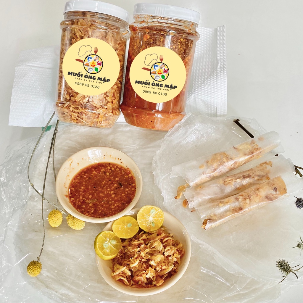 Combo bánh tráng phơi sương muối hành phi và sốt chấm siêu ngon chuẩn Ông Mập Tây Ninh
