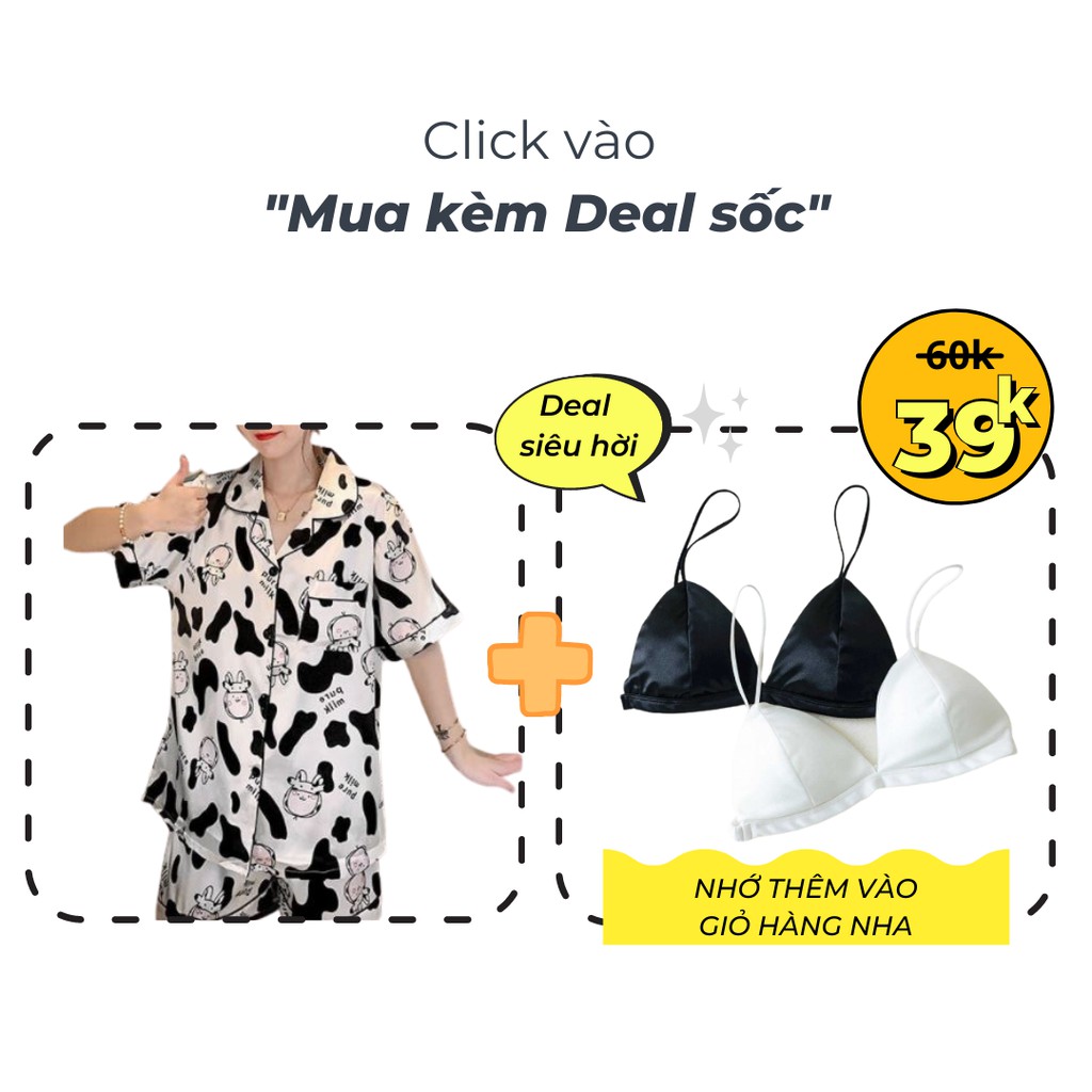 Đồ ngủ nữ, bộ đồ mặc nhà Pijama lụa họa tiết Bò Sữa chất vải trơn nhẹ phù hợp với mùa hè - Shop Bra102.vn B053 | BigBuy360 - bigbuy360.vn