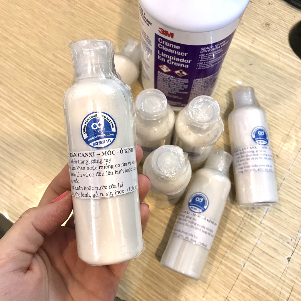 Tẩy Cặn canxi, ố Kính mốc Kính xe hơi 3M Creme Cleanser - Chai 100ml chiết