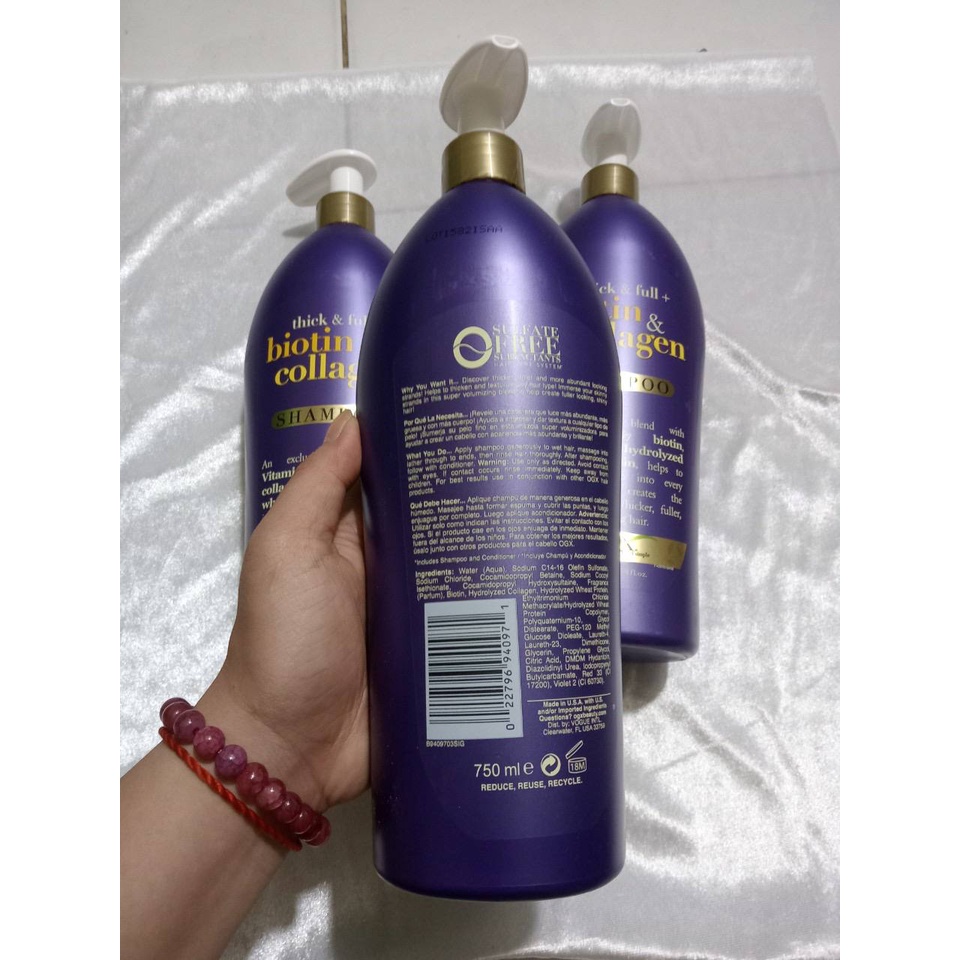 Dầu gội kích thích mọc tóc Biotin &amp; Collagen 750ml của Mỹ (có vòi)