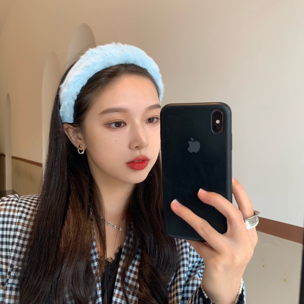 Băng Đô Cài Tóc Dạng Bấm Chất Liệu Lông Mềm Dày Dặn Màu Trơn 2022 Tiện Dụng Cho Nữ