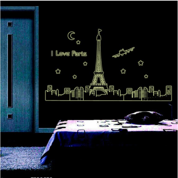 Decal trang trí tường - I LOVE PARIS - DẠ QUANG
