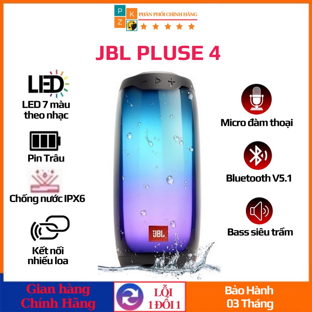 Loa Bluetooth JBL Pluse 4+ full màn hình LED 360 độ sáng 7 màu nháy theo nhạc, thiết kế đẹp mắt, âm thanh sống động