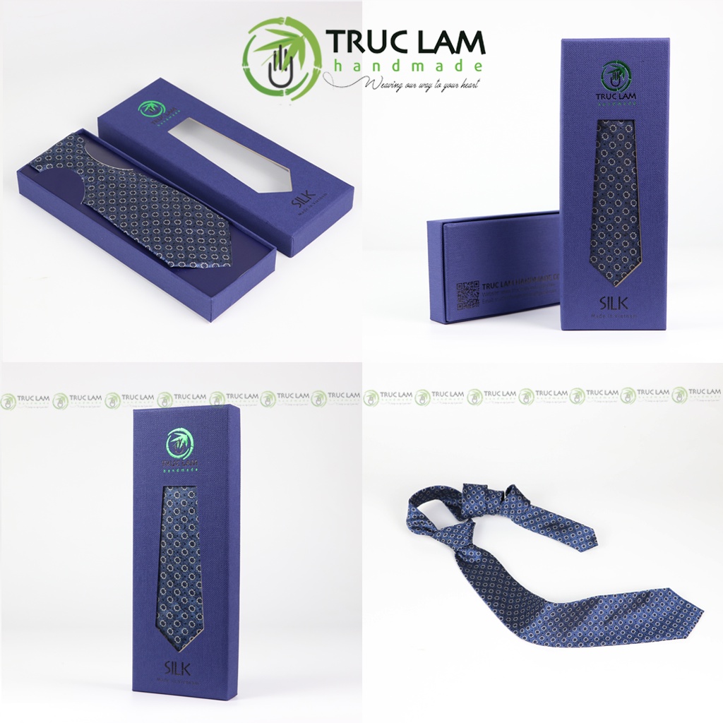 Cà Vạt Lụa 8cm Cho Nam Cao Cấp Họa Tiết Sang Trọng MS11 - Trúc Lâm Handmade