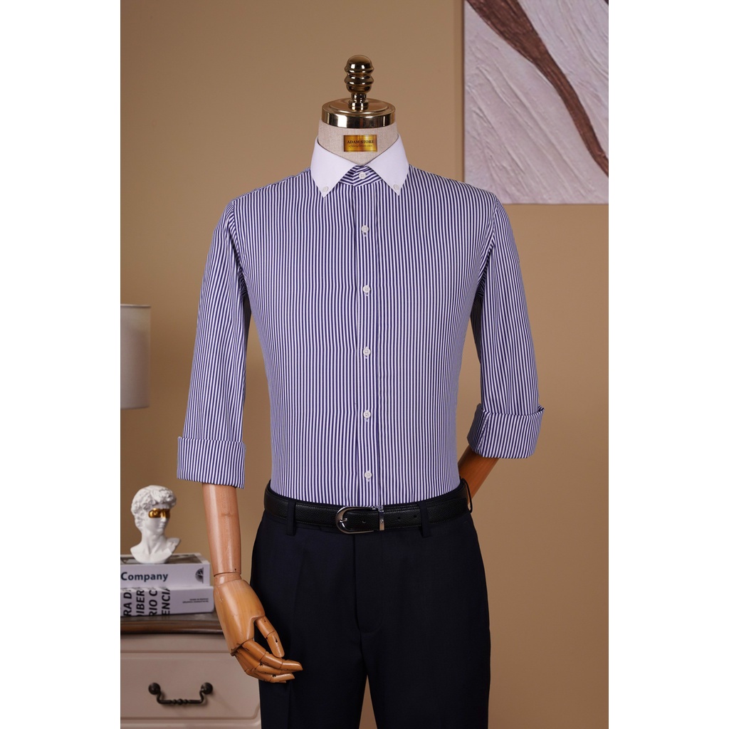 SƠ MI NAM ADAM STORE SỌC XANH NHỎ SDTTK0029