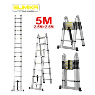Thang nhôm rút đôi sumika sk 500d new có thanh ngang
