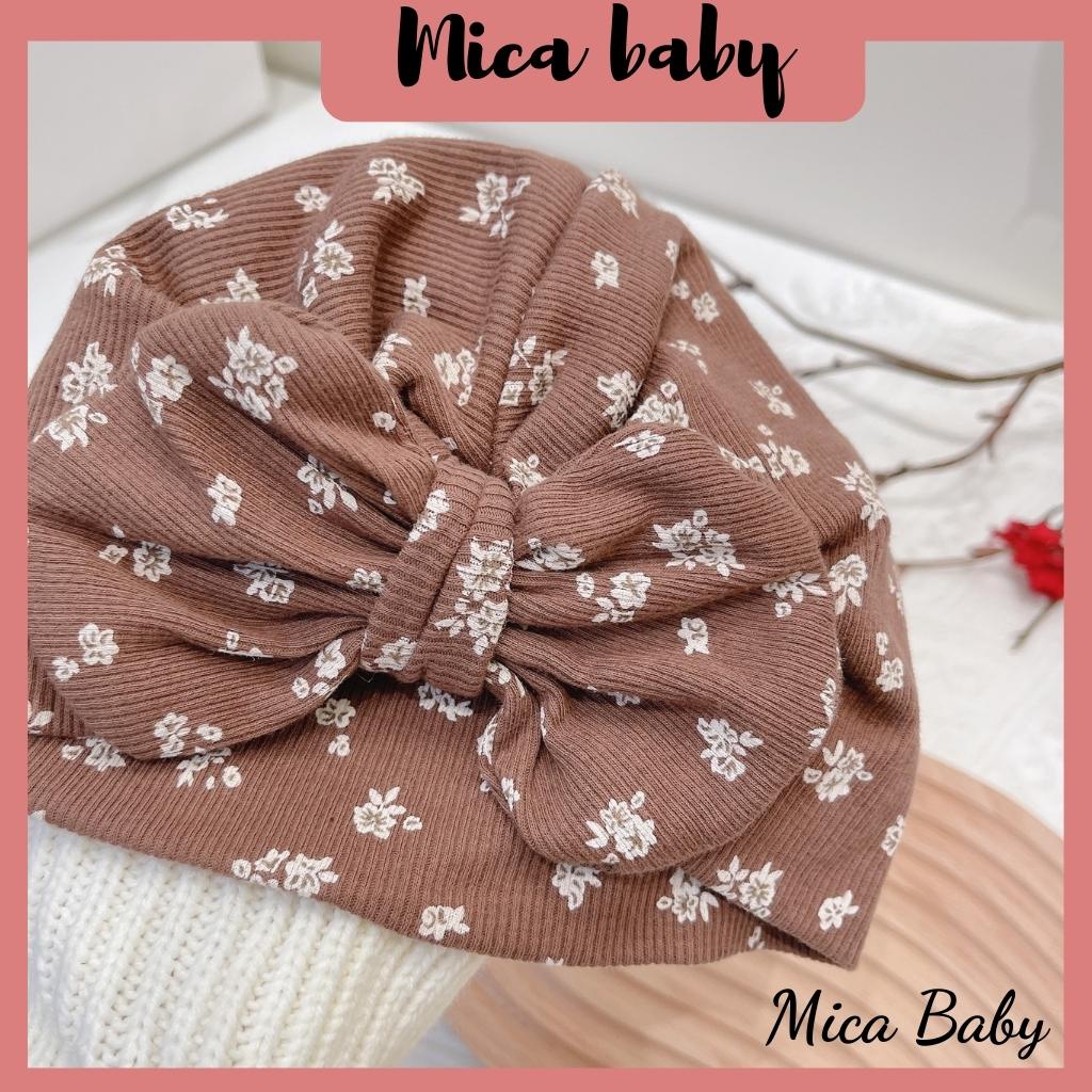 Mũ nón turban hoa nâu đáng yêu cho bé 6-10kg Mica baby MTB73