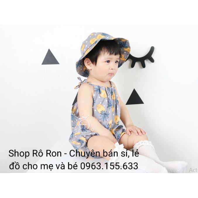 Body vải thô kèm mũ - Body đi biển cho bé - Shoproron