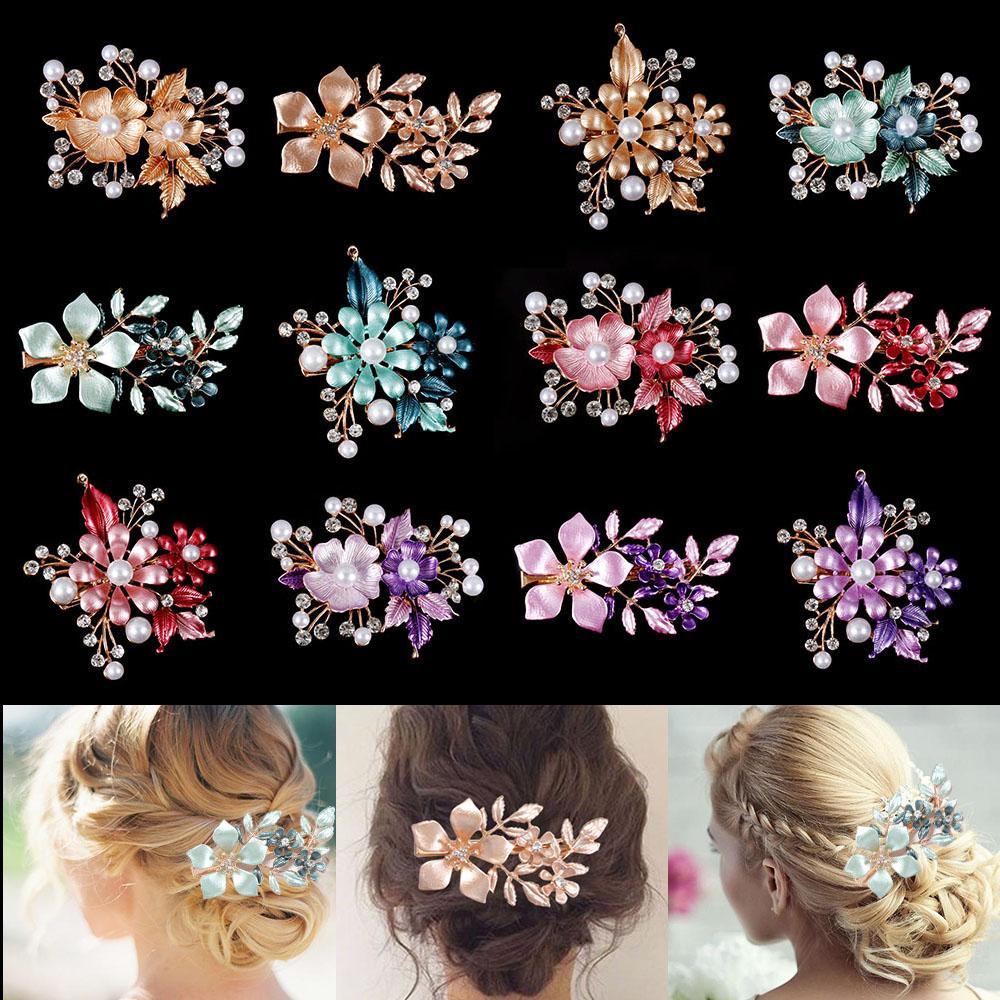 Xiantin Kẹp Tóc Hợp Kim Hình Hoa|Trâm Cài Tóc Cô Dâu Đính Đá Sang Trọng