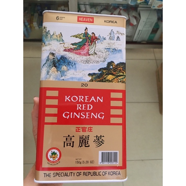 Sâm khô củ_Hồng sâm củ khô hộp thiếc 150g