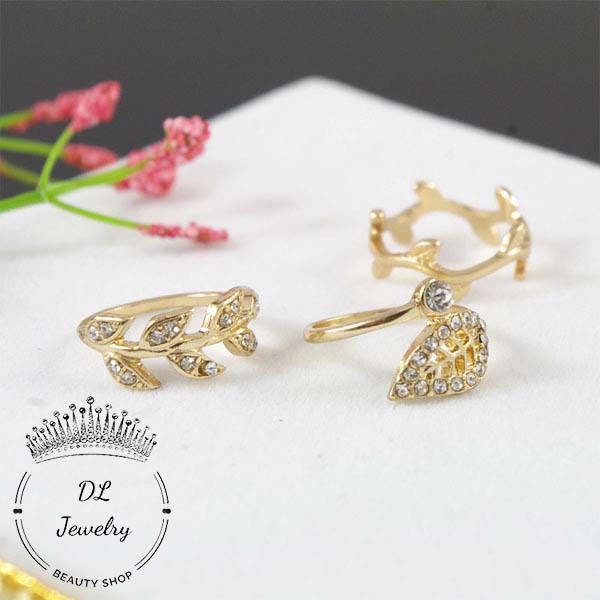 Nhẫn đeo khớp ngón tay,nhẫn đeo đốt ngón tay mặt lá cây thời trang DL.Jewelry