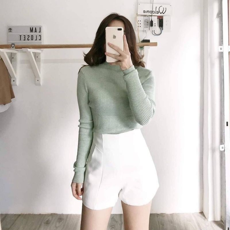 [Mã FAMAYWA giảm 10K đơn 50K] Quần sooc đùi vải cạp cao cho nữ, quần short cạp cao -OTUTA | BigBuy360 - bigbuy360.vn