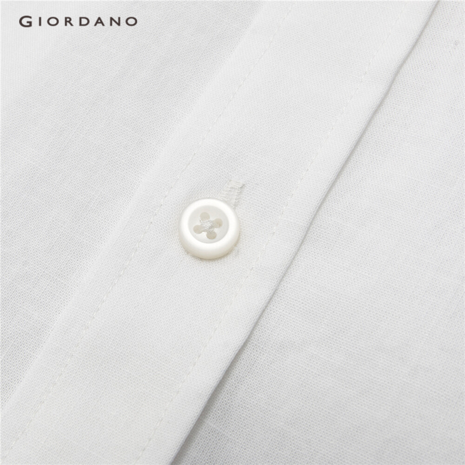 Áo sơ mi GIORDANO 01041480 tay ngắn vải cotton lanh cho nam