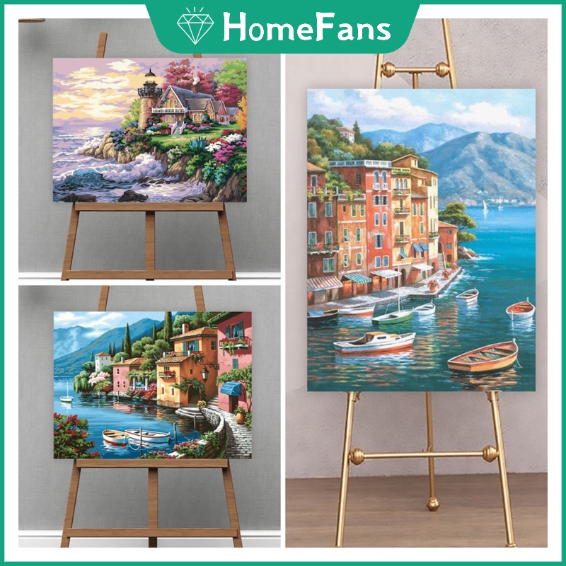 Tranh sơn dầu phong cảnh thành phố 40*50cm trang trí nội thất