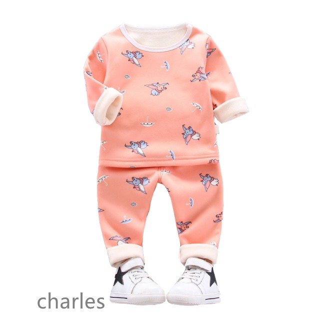 Set Đồ Bộ Dài Tay Vải Cotton Ấm Áp Cho Bé