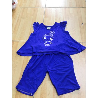 Đồ bộ ngắn cho BÉ GÁI 2 tuổi màu xanh dương - vải thun lạnh