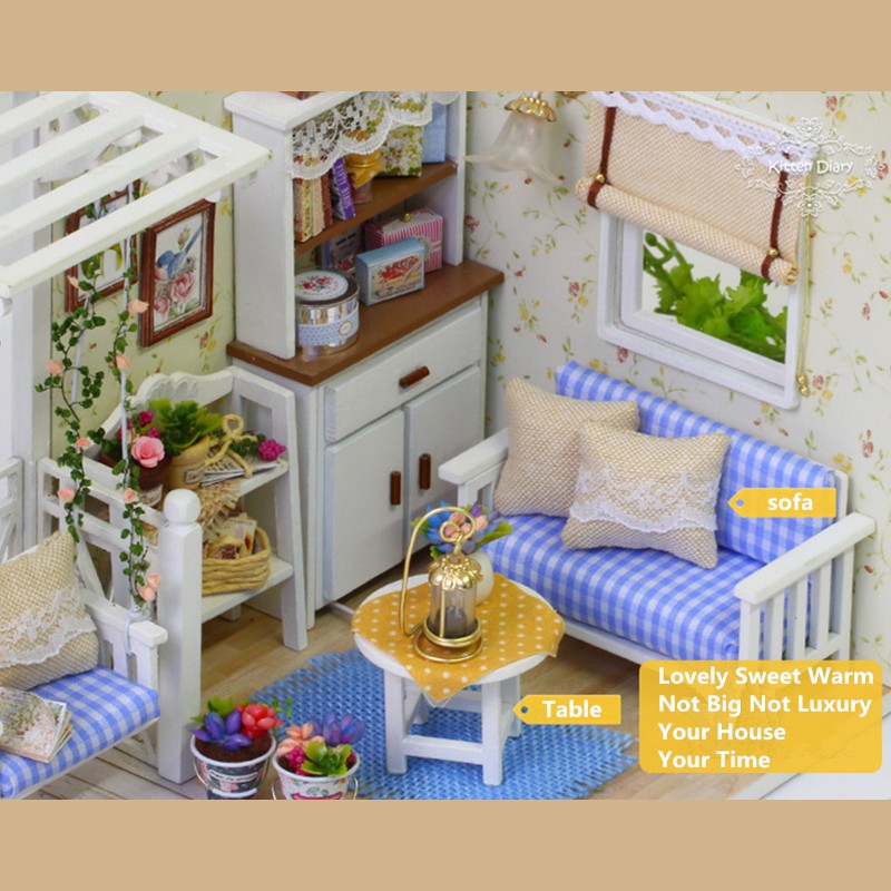 Mô hình nhà gỗ búp bê DIY:Căn Phòng Nhật Ký Mèo Con H013