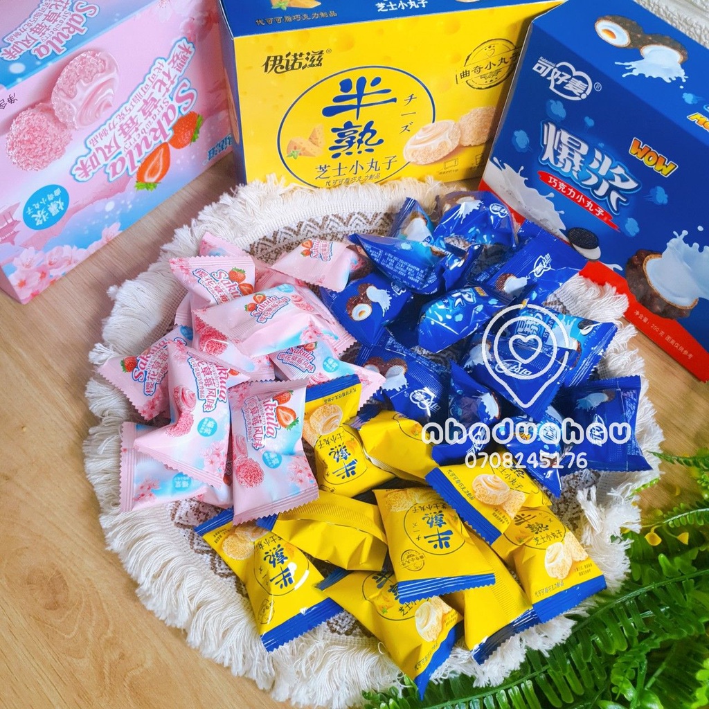 Một hộp sô cô la oreo viên nhân kem sữa phomai tan chảy WOW Hongkong hộp giấy 200g