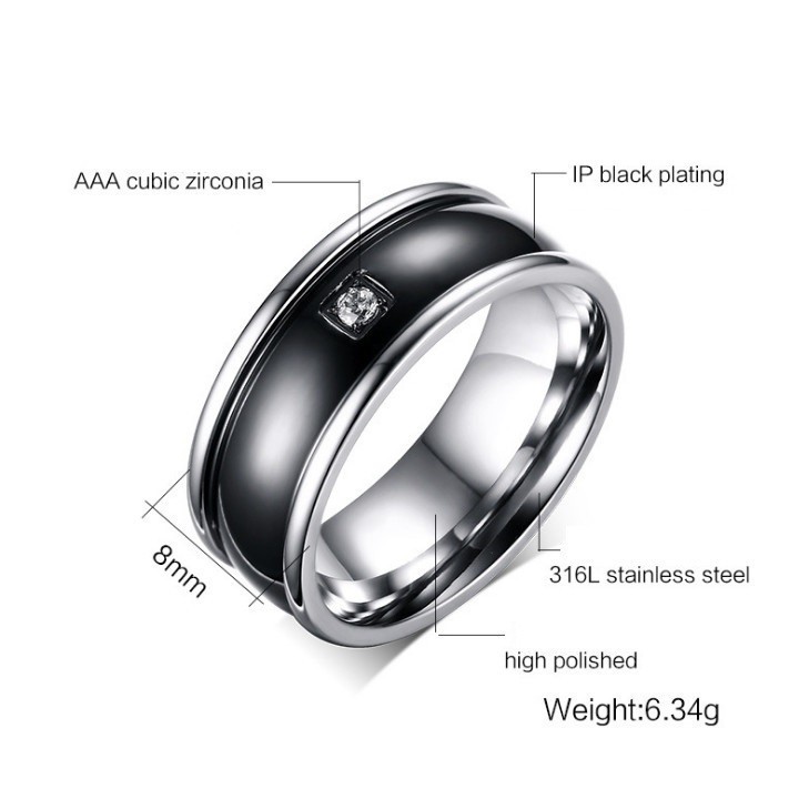 Nhẫn Nam Bản To Titan Không Đen TT 1922