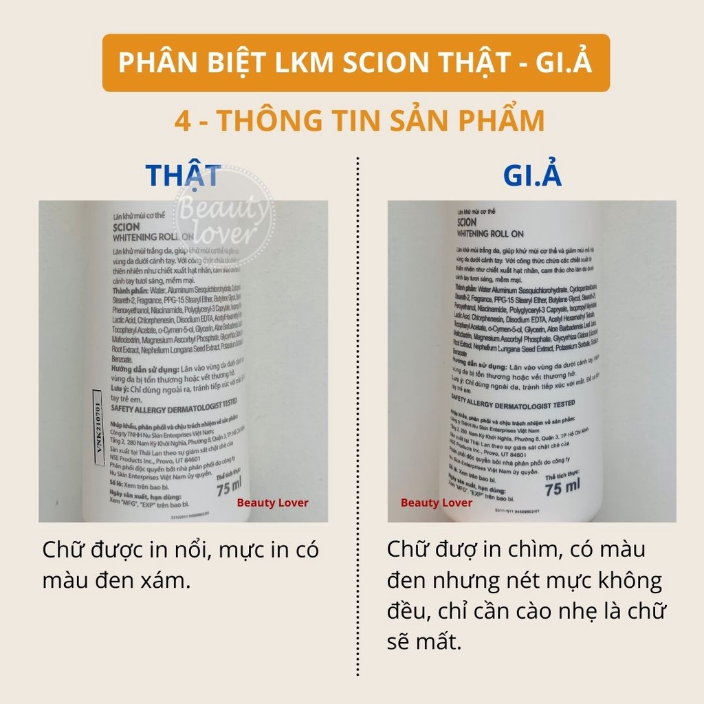 Lăn Khử Mùi Scion Pure White Roll On 75ml Mỹ Chính Hãng - Beauty Lover Giúp Giảm Thâm