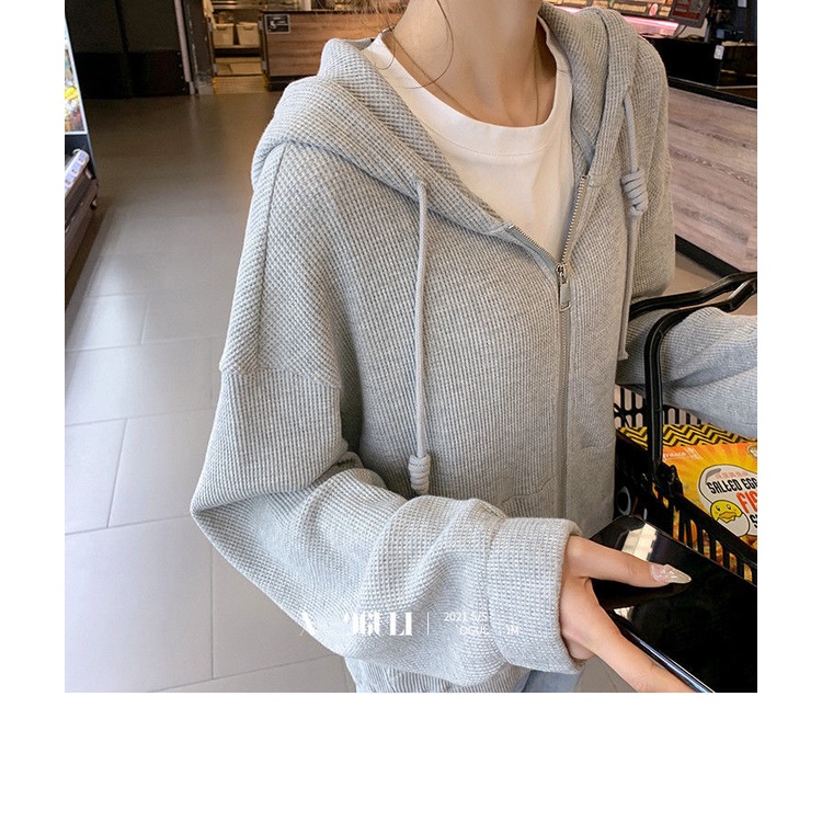Áo khoác hoodie thể thao dáng rộng ngắn thời trang 2021 cho nữ
