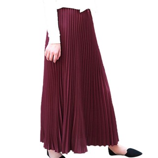 Chân váy maxi xếp li màu trơn thời trang nữ tính