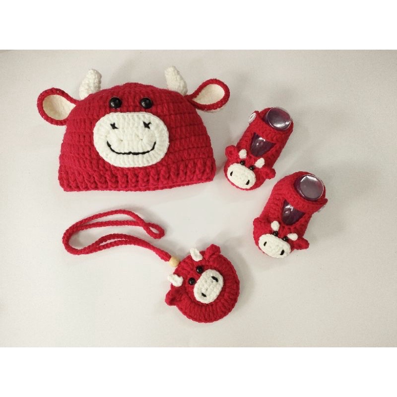 Mũ len đáng yêu kèm giày cho bé