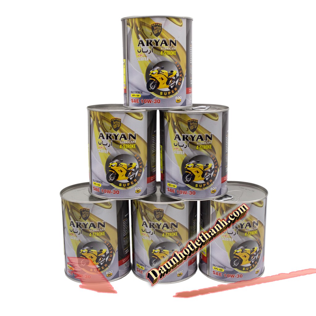 Combo 6 Lon ARYAN MOTOCYCLE OIL 4T 10W30 800ml MB FULLY SYNTHETIC - Nhập Khẩu UAE - Nhớt Tổng Hợp Dà