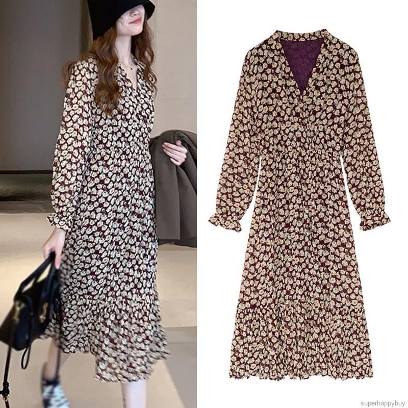Đầm maxi chất chiffon hoạ tiết hoa nữ tính