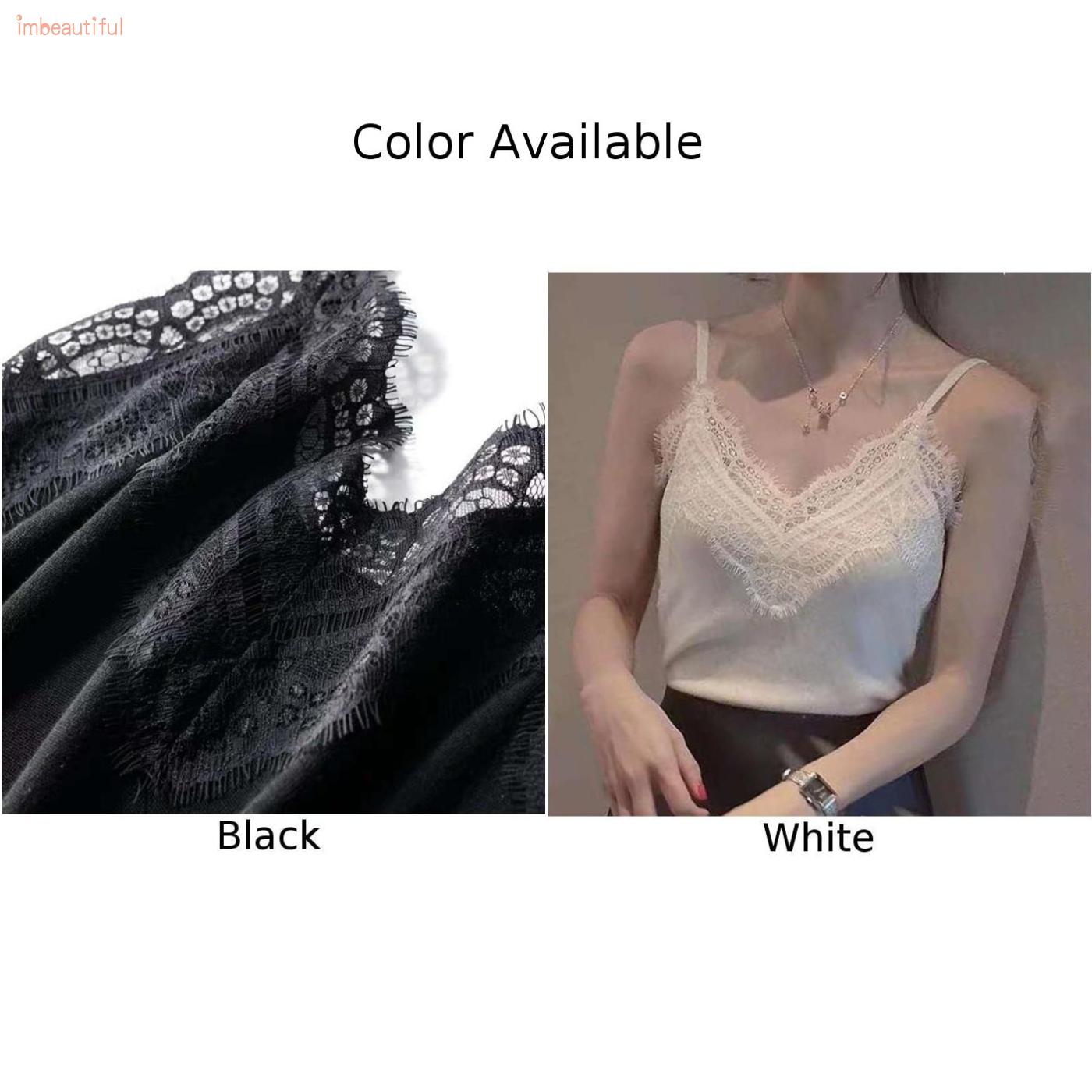 Women Casual Lace sling feminine halter bottoming shirt sleeveless top stretch knit | BigBuy360 - bigbuy360.vn