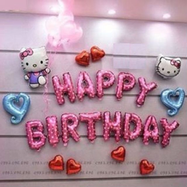 Sét bóng trang trí sinh nhật Hello Kitty (bơm + băng keo)