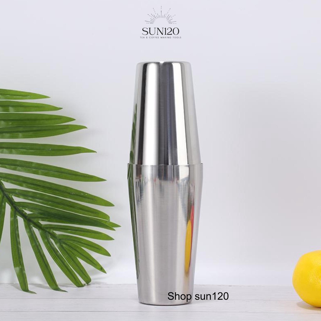 Bình Lắc Pha Chế BOSTON Shaker 2 mảnh Inox 600ml - 850ml một đáy pha chế cocktail bền đẹp