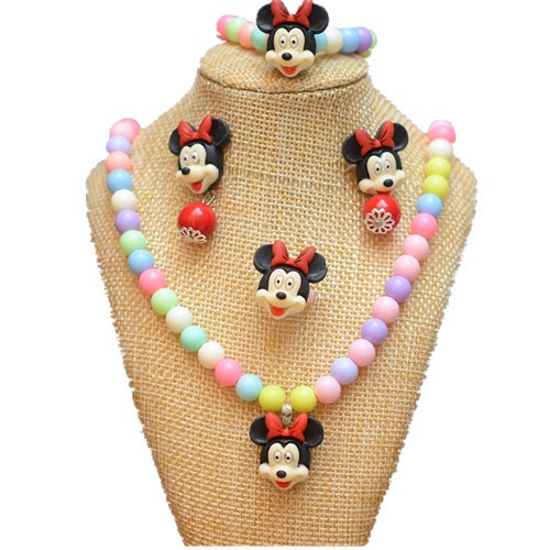 Bộ Trang Sức Vòng Cổ / Nhẫn / Bông Tai Hình Kỳ Lân Elsa Sofia Thời Trang Cho Bé Gái