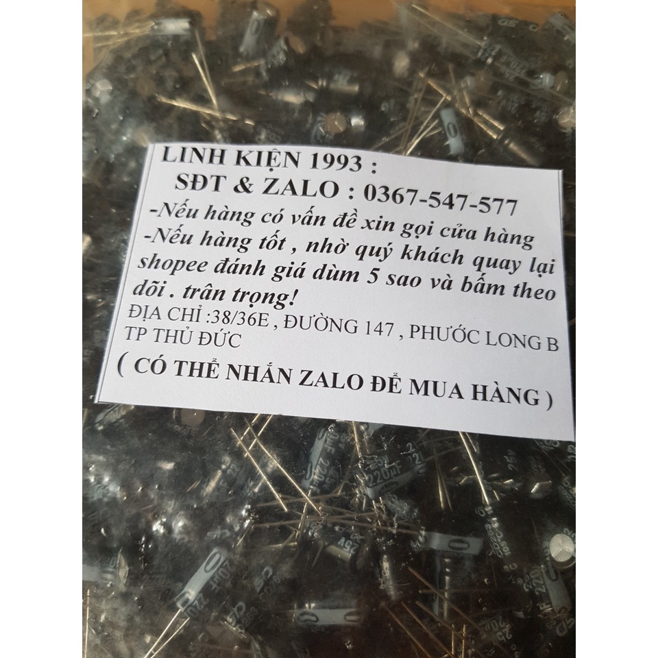 TỤ ĐIỆN 220UF 16V  6x12mm( CAMBO 1 GÓI 100 CON )