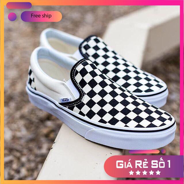 [ Freeship - Xả Kho ] Giày slipon caro, Giày thể thao checker board, Giày van lười nam nữ