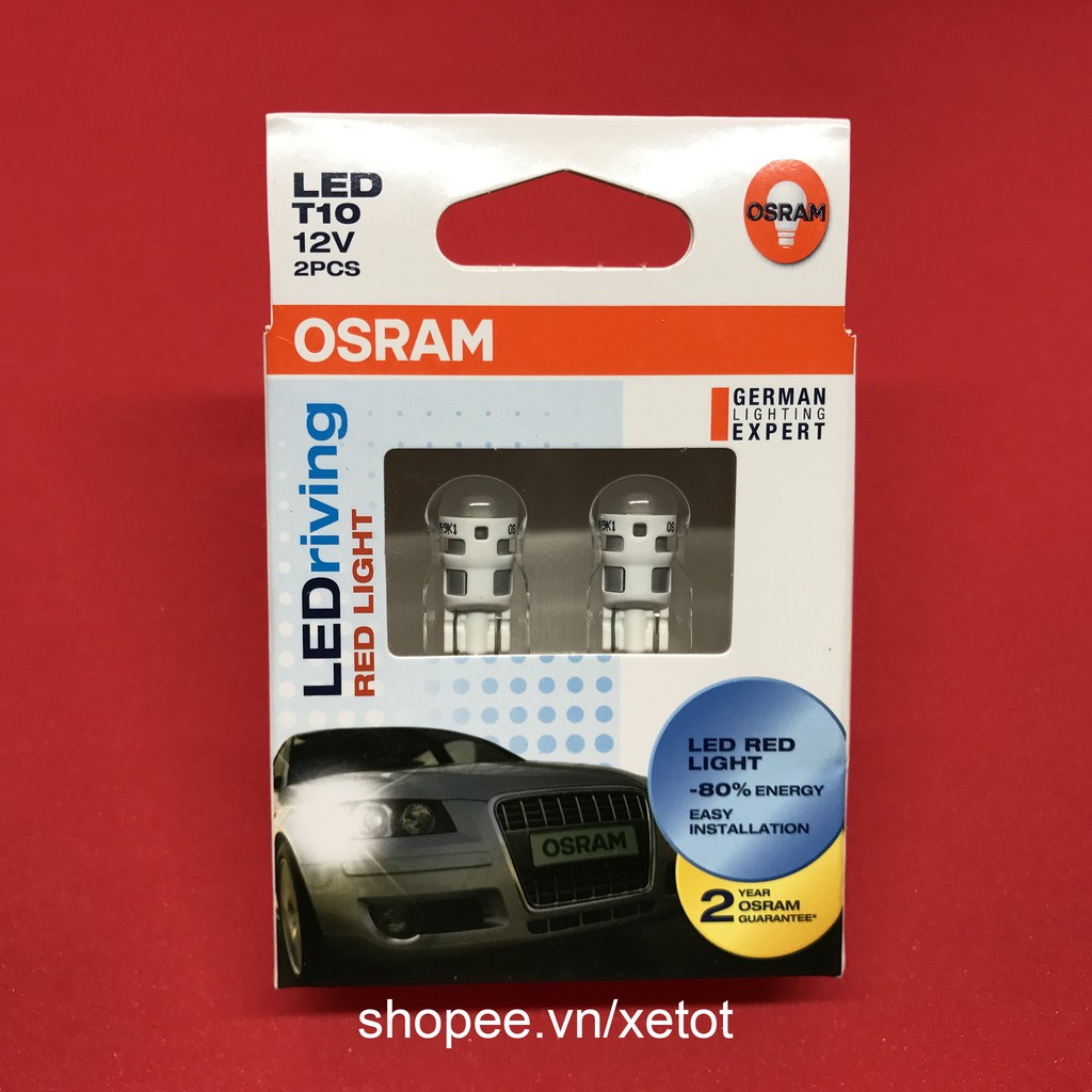Bóng đèn xi nhan LED Osram chân T10 siêu sáng và tiết kiệm điện cho ô tô, xe máy - giá 1 cặp