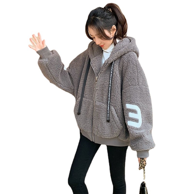 Xả Áo khoác nữ lông cừu có mũ | - Áo nữ thời trang phong cách baby