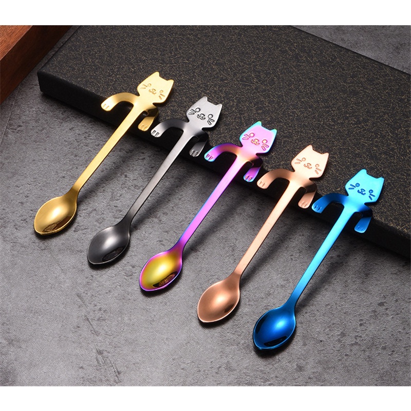 Muỗng Cà Phê Bằng Thép Không Gỉ 304 Hình Mèo Con Xinh Xắn