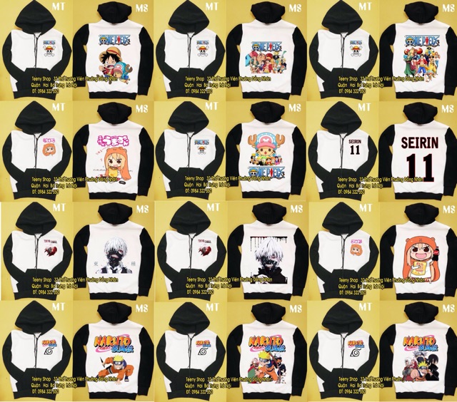 Áo khoác nỉ in hình anime manga dày đẹp tặng 3 póter a4  bạn tự chọn