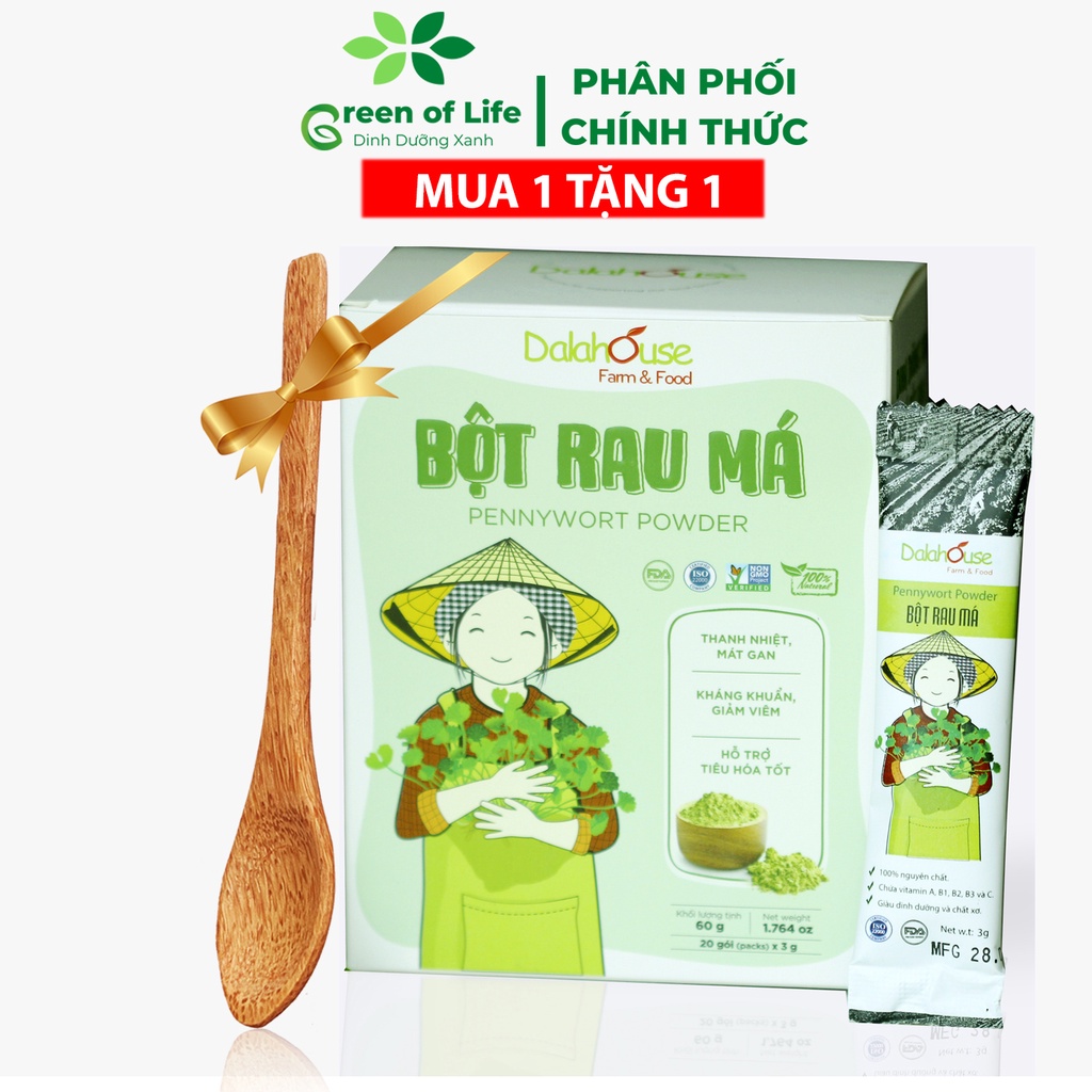 Dalahouse, Bột rau má organic sấy lạnh Dalahouse nguyên chất 60gr mát gan giải độc, đạt tiêu chuẩn C