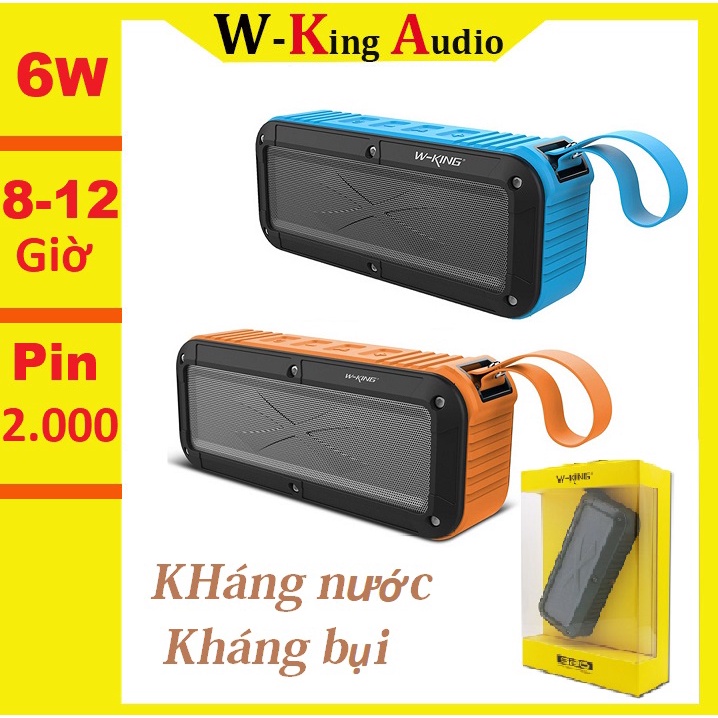 Loa bluetooth mini chống nước chống va đập W-King S20, Loa nghe nhạc không dây pin sạc. 6W,IPX6, 2.000mAh, BH 12T