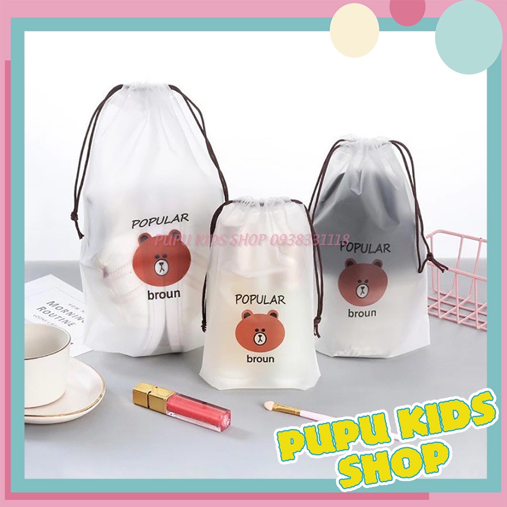 Túi dây rút đựng đồ chống thấm nước in hình gấu