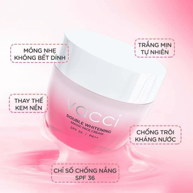 Kem dưỡng trắng nâng tone da mặt Vacci Double Whitening Magic Face Cream 50ml
