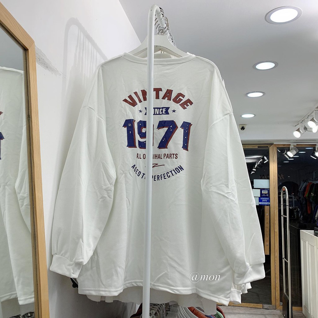 201042 Áo sweater nỉ da cá 1971 - áo nỉ ulzzang nữ freesize | BigBuy360 - bigbuy360.vn